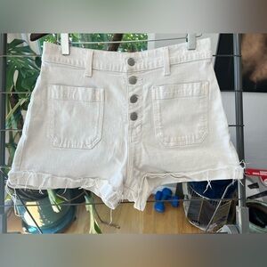 Madewell White Denim Women's Shorts, frayed hem, Size: 28